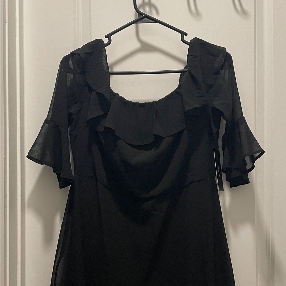 Lulus Black Ruffle Dress NWT